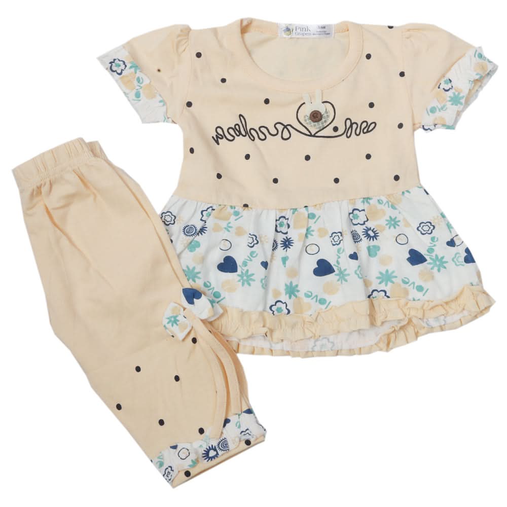 Newborn Girls Half Sleeves Suit - Peach, Kids, Newborn Girls Sets And Suits, Chase Value, Chase Value