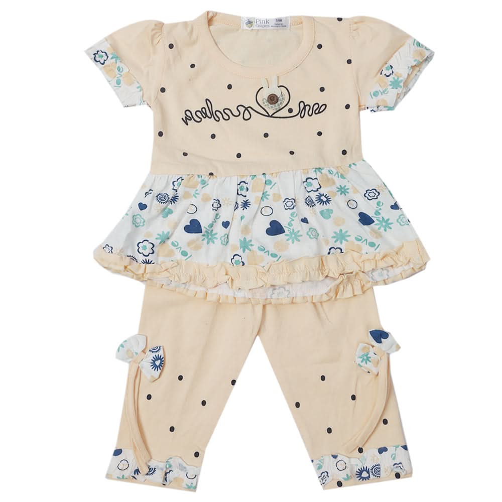 Newborn Girls Half Sleeves Suit - Peach, Kids, Newborn Girls Sets And Suits, Chase Value, Chase Value