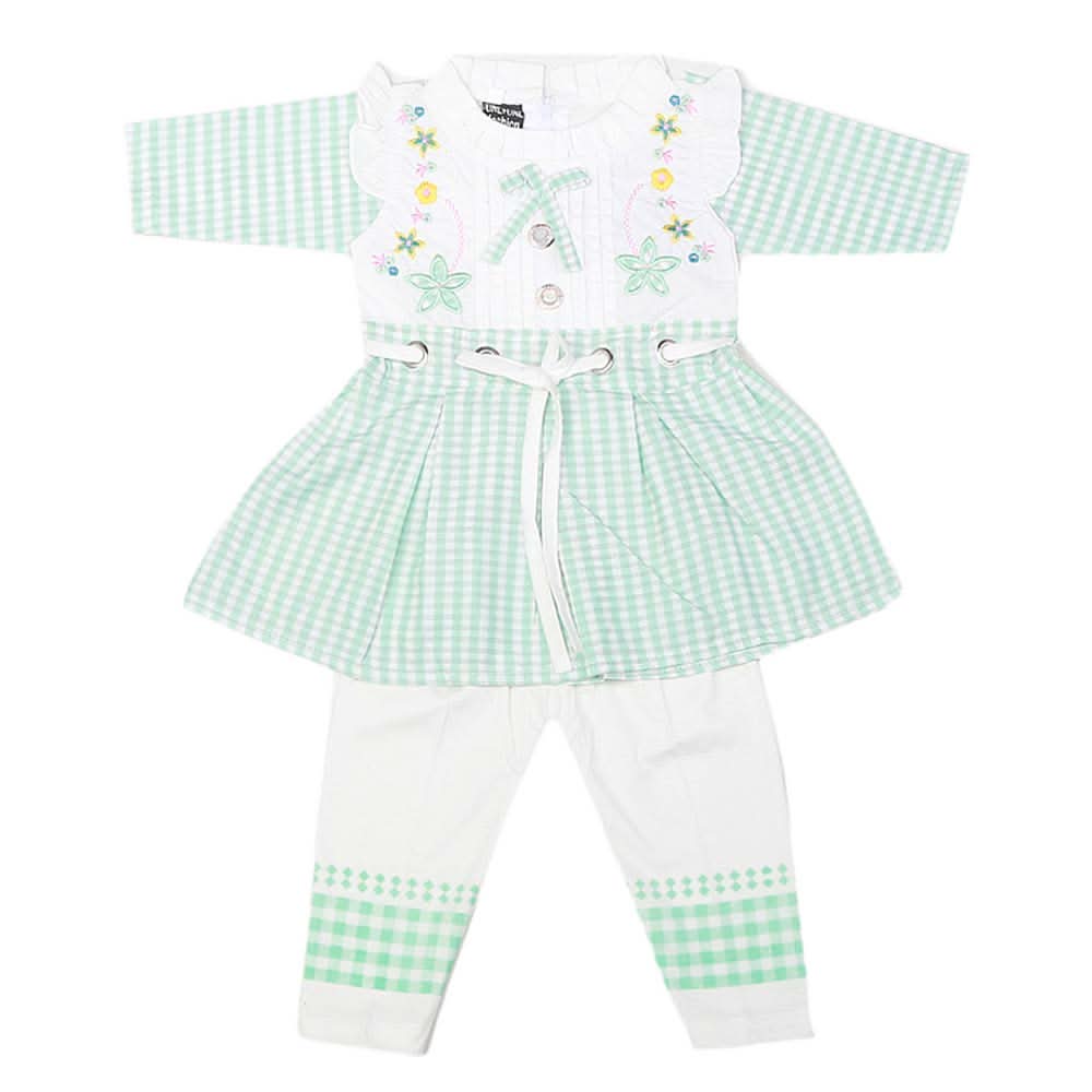 Girls Embroided Full Sleeves Frock - Green, Kids, Girls Frocks, Chase Value, Chase Value
