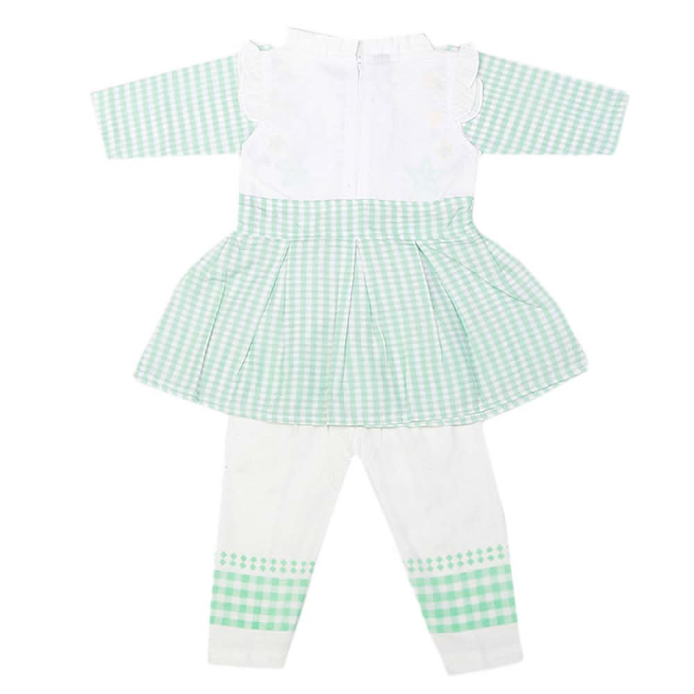 Girls Embroided Full Sleeves Frock - Green, Kids, Girls Frocks, Chase Value, Chase Value