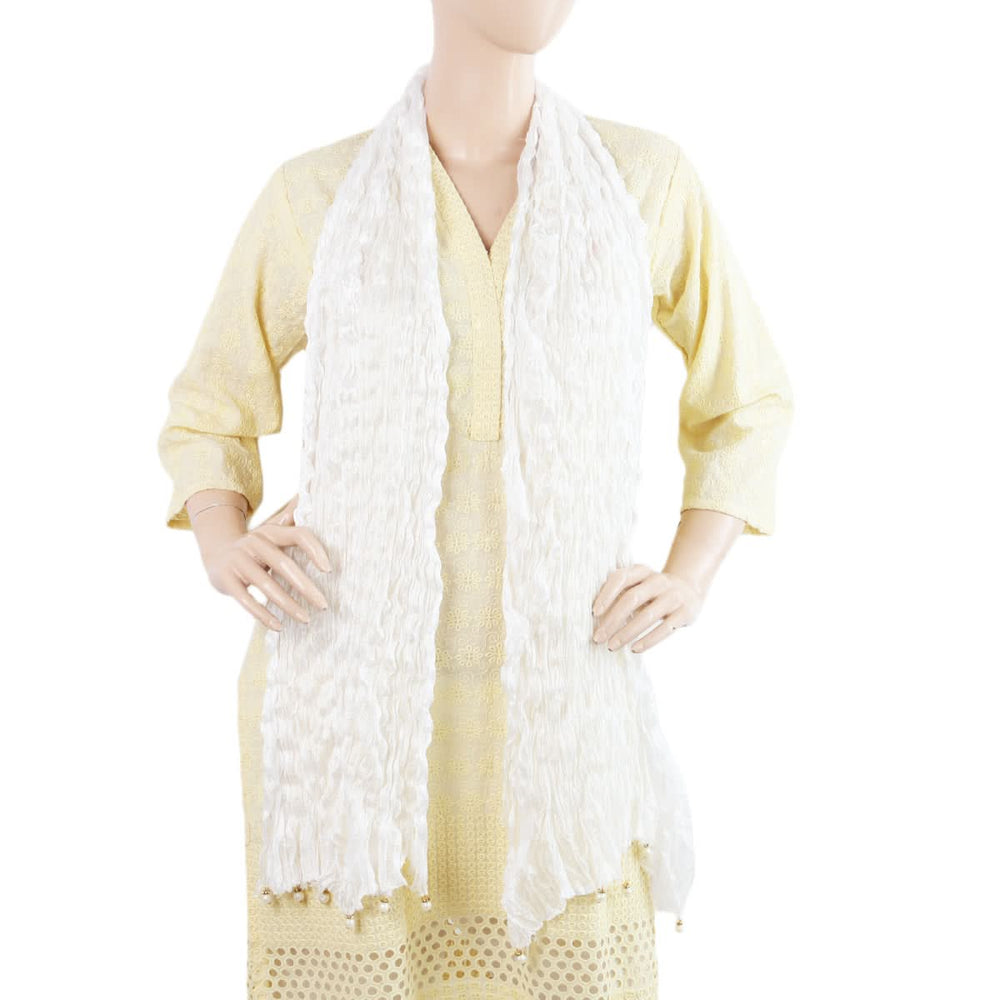 Women's Scarves With Pearls - White, Women, Dupatta, Chase Value, Chase Value