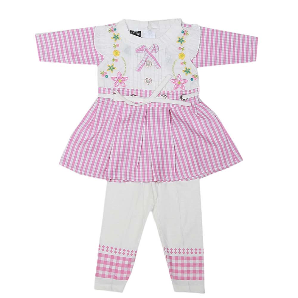 Girls Embroided Full Sleeves Frock - Pink, Kids, Girls Frocks, Chase Value, Chase Value