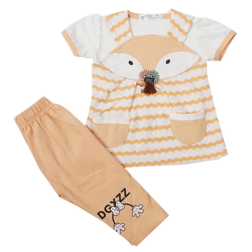 Newborn Girls Half Sleeves Suit - Peach, Kids, Newborn Girls Sets And Suits, Chase Value, Chase Value