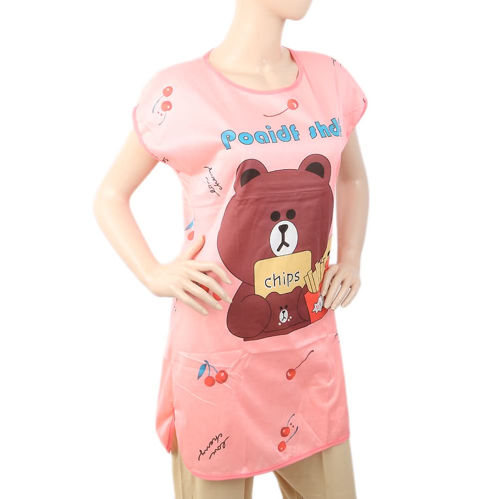 Women's Nightwear Long T-Shirt - Peach, Women, Night Suit, Chase Value, Chase Value