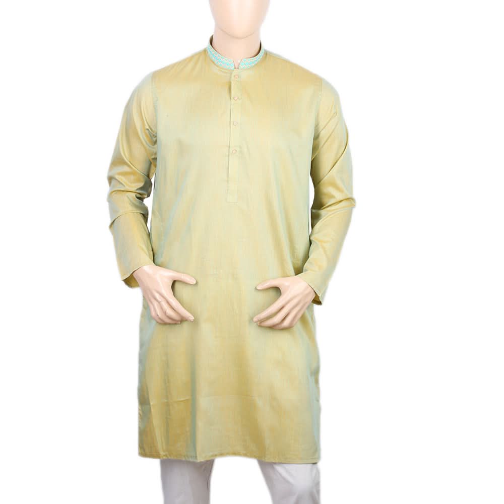 Men's Embroidered Mashriq Slim Fit Kurta - Fawn, Men, Kurtas, Chase Value, Chase Value