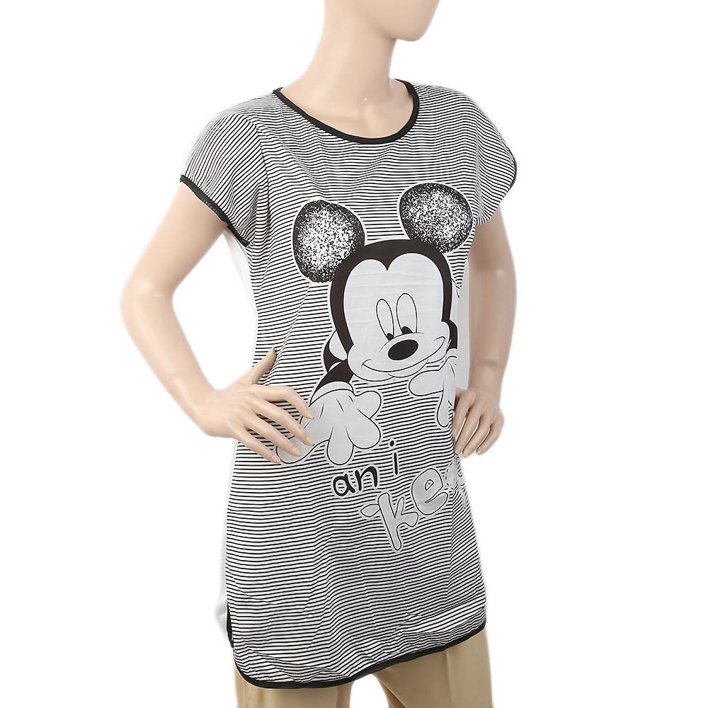 Women's Nightwear Long T-Shirt - Black, Women, Night Suit, Chase Value, Chase Value