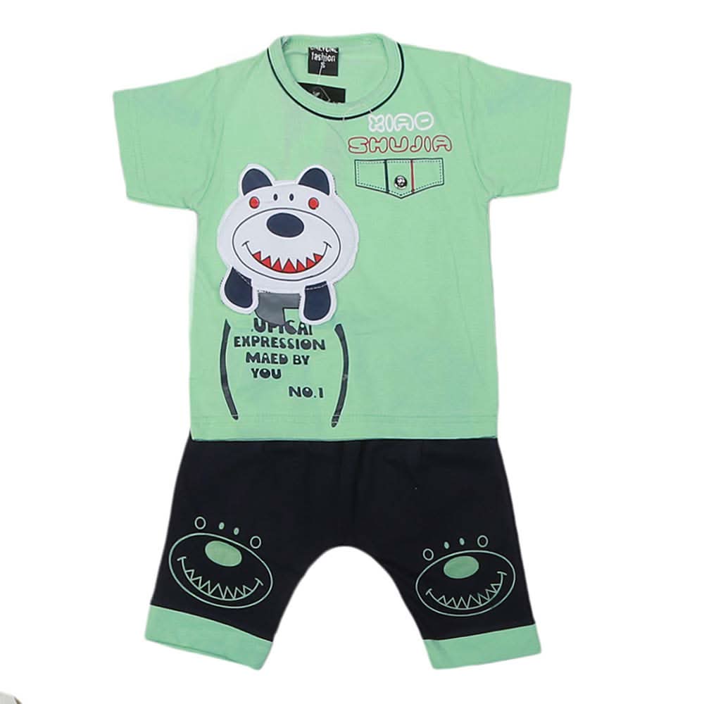 Boys Half Sleeves 2 Pcs Suit - Green, Kids, Boys Sets And Suits, Chase Value, Chase Value
