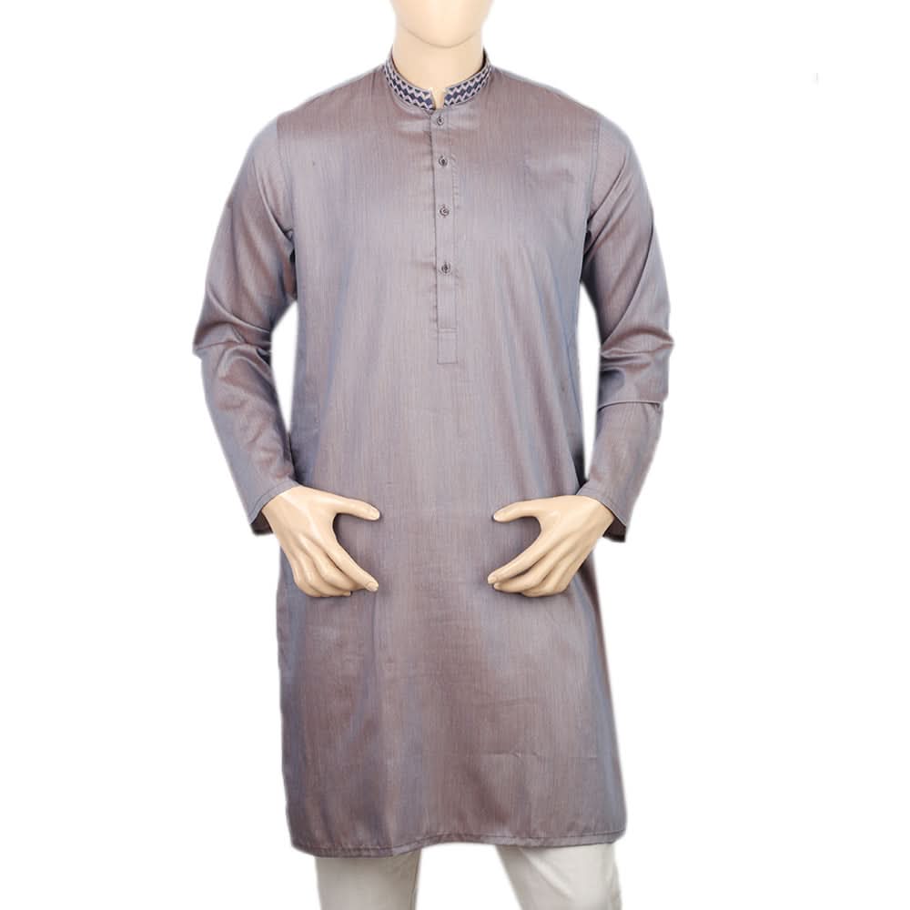Men's Embroidered Mashriq Slim Fit Kurta - Purple, Men's Kurtas, Chase Value, Chase Value