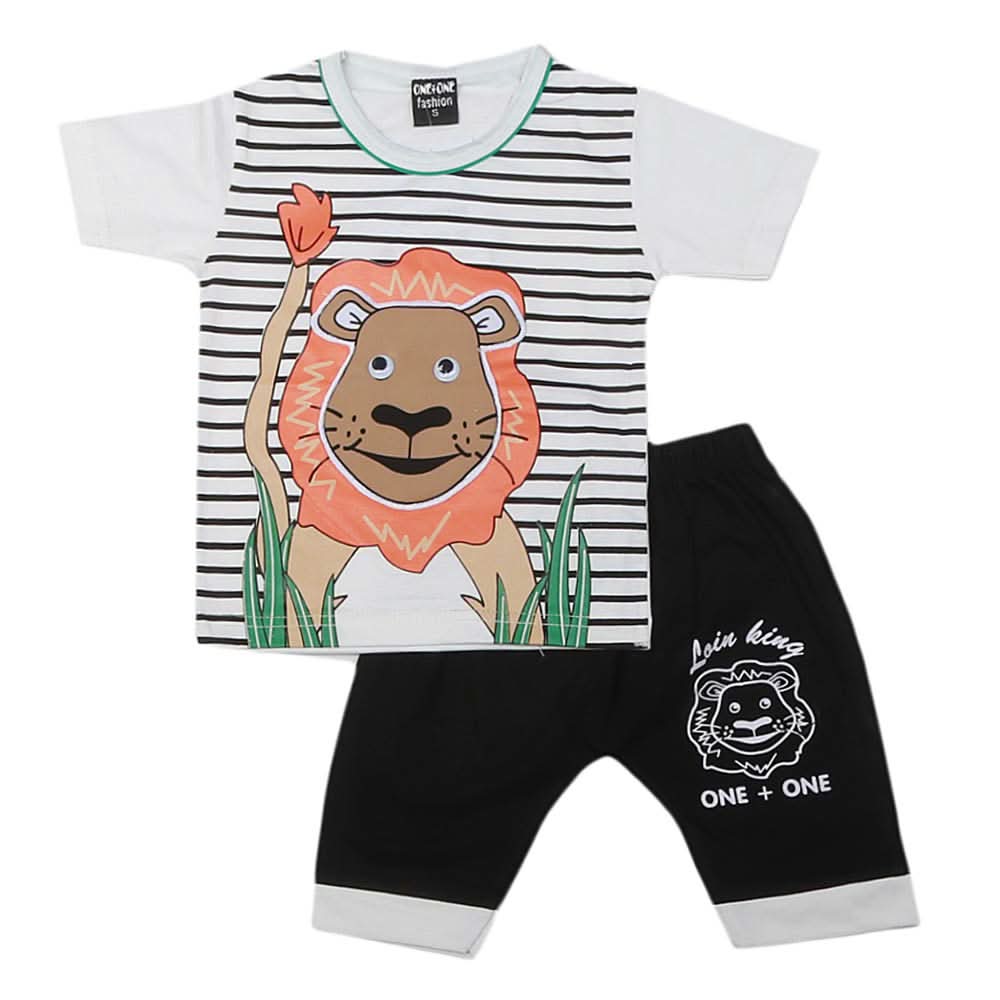 Boys Half Sleeves 2 Pcs Suit - White, Kids, Boys Sets And Suits, Chase Value, Chase Value