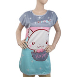 Women's Nightwear Long T-Shirt - Grey, Women, Night Suit, Chase Value, Chase Value