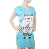 Women's Nightwear Long T-Shirt - Blue, Women, Night Suit, Chase Value, Chase Value