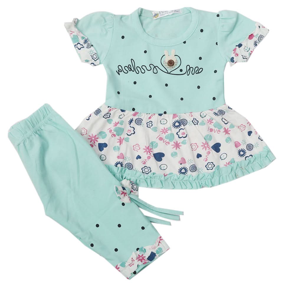Newborn Girls Half Sleeves Suit - Cyan, Kids, Newborn Girls Sets And Suits, Chase Value, Chase Value