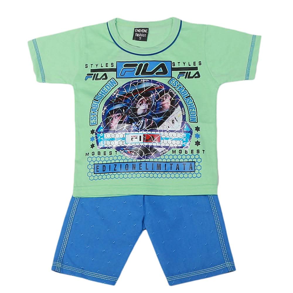 Boys Half Sleeves 2 Pcs Suit - Green, Kids, Boys Sets And Suits, Chase Value, Chase Value
