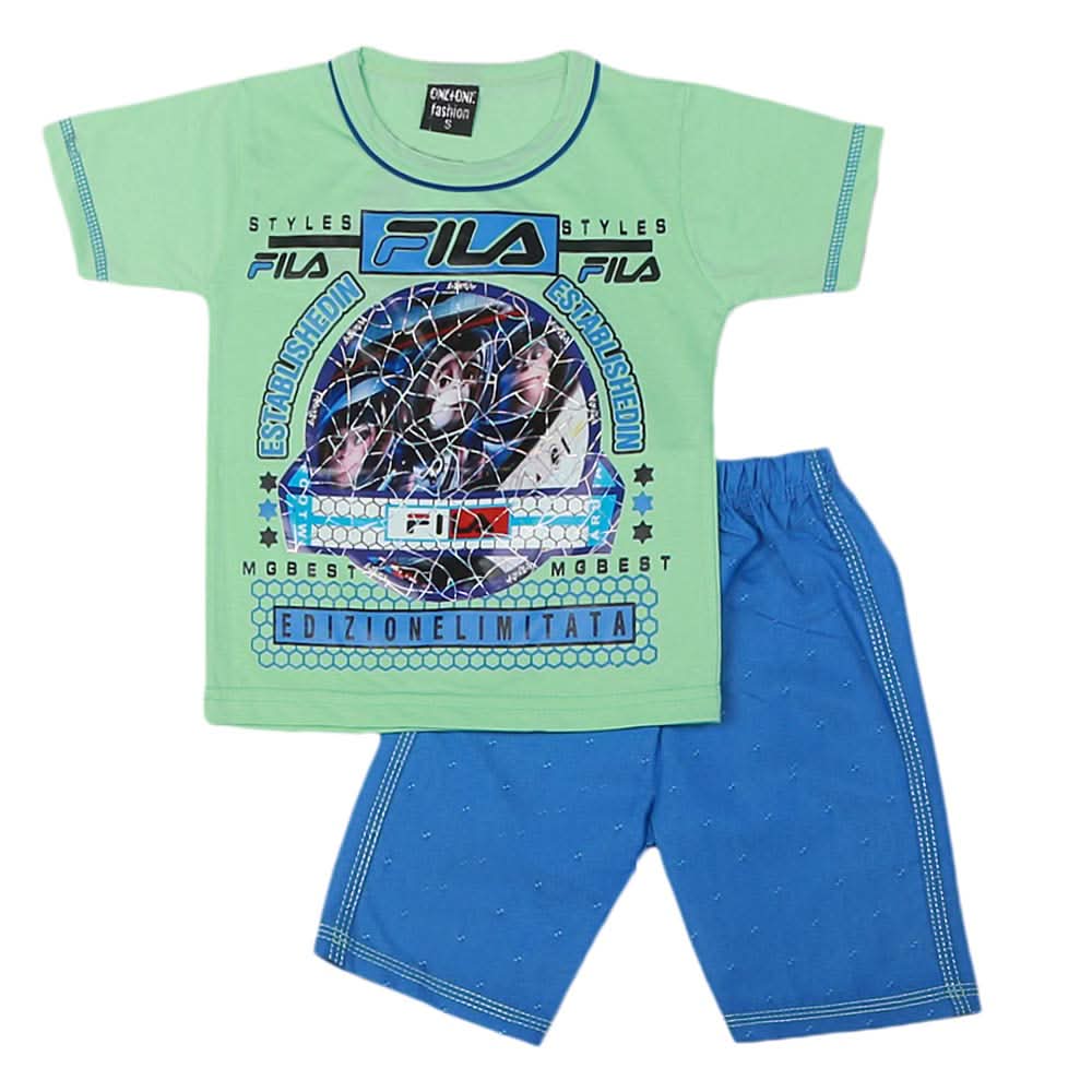 Boys Half Sleeves 2 Pcs Suit - Green, Kids, Boys Sets And Suits, Chase Value, Chase Value
