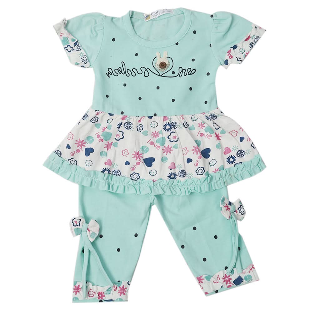 Newborn Girls Half Sleeves Suit - Cyan, Kids, Newborn Girls Sets And Suits, Chase Value, Chase Value