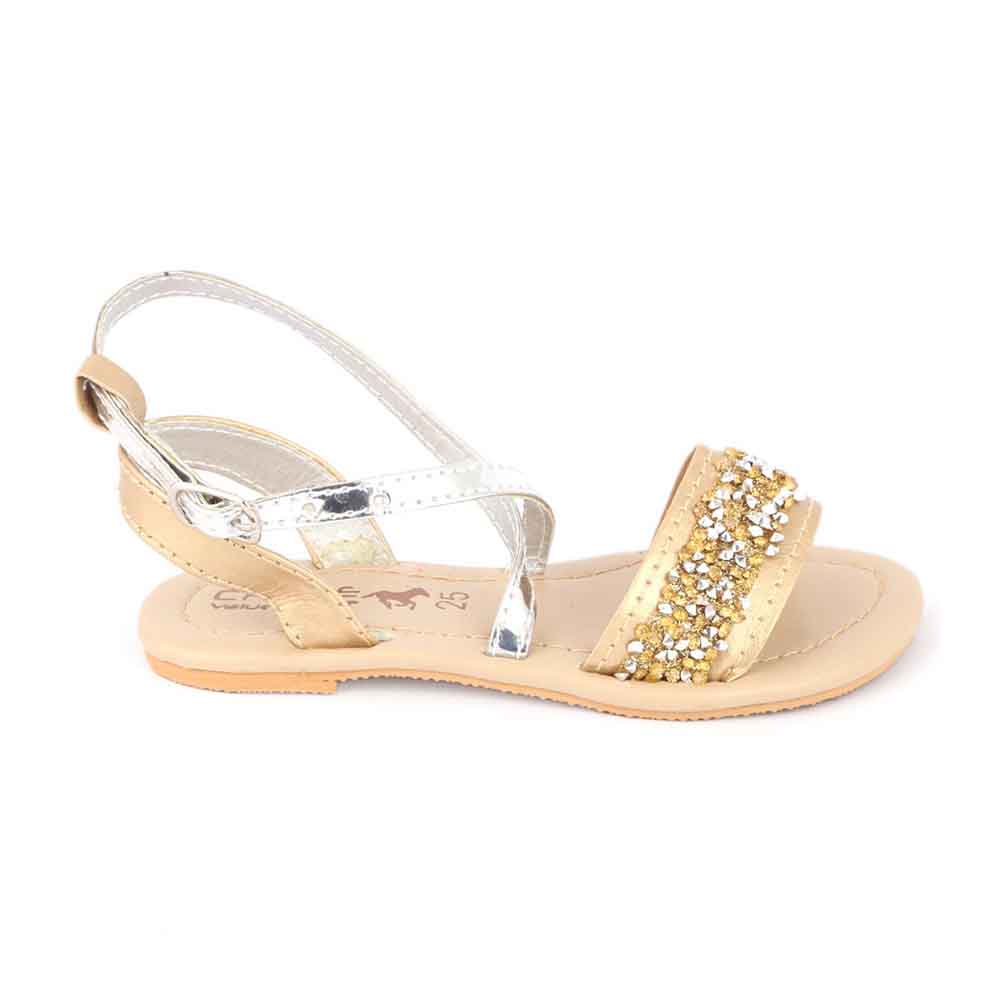 Girls Sandal K-010 - Golden, Kids, Girls Sandals, Chase Value, Chase Value