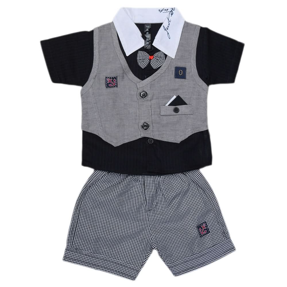 Newborn Boys Suits 2Pcs 42005 - BLACK, Kids, NB Boys Sets And Suits, Chase Value, Chase Value