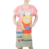 Women's Nightwear Long T-Shirt - Peach, Women, Night Suit, Chase Value, Chase Value