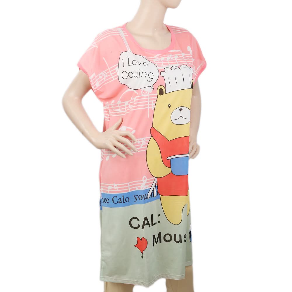 Women's Nightwear Long T-Shirt - Peach, Women, Night Suit, Chase Value, Chase Value