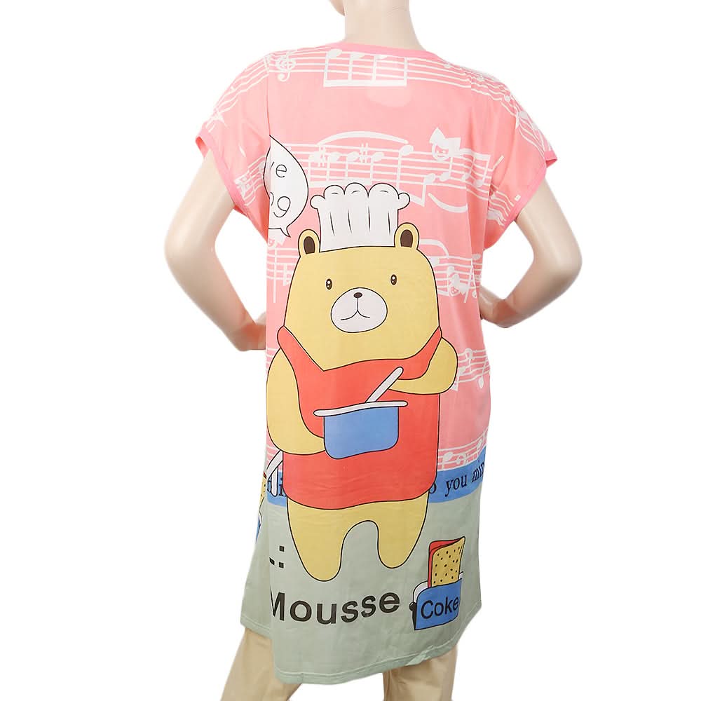 Women's Nightwear Long T-Shirt - Peach, Women, Night Suit, Chase Value, Chase Value