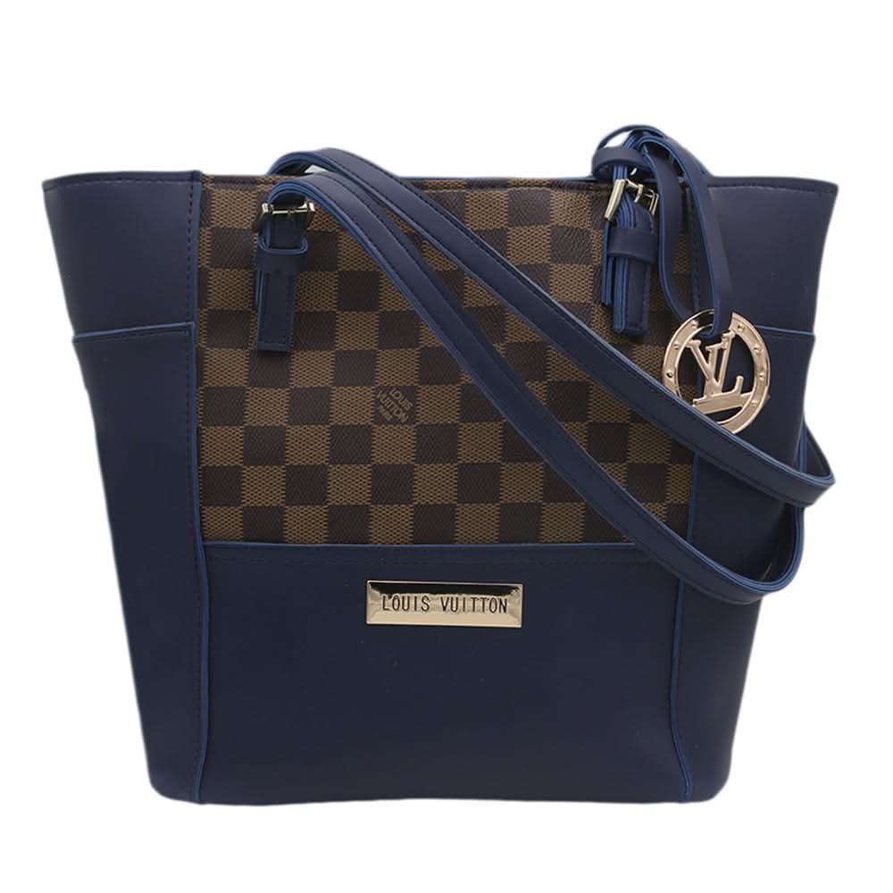 Women's Handbag H-81 -Navy Blue & Brown, Women, Bags, Chase Value, Chase Value