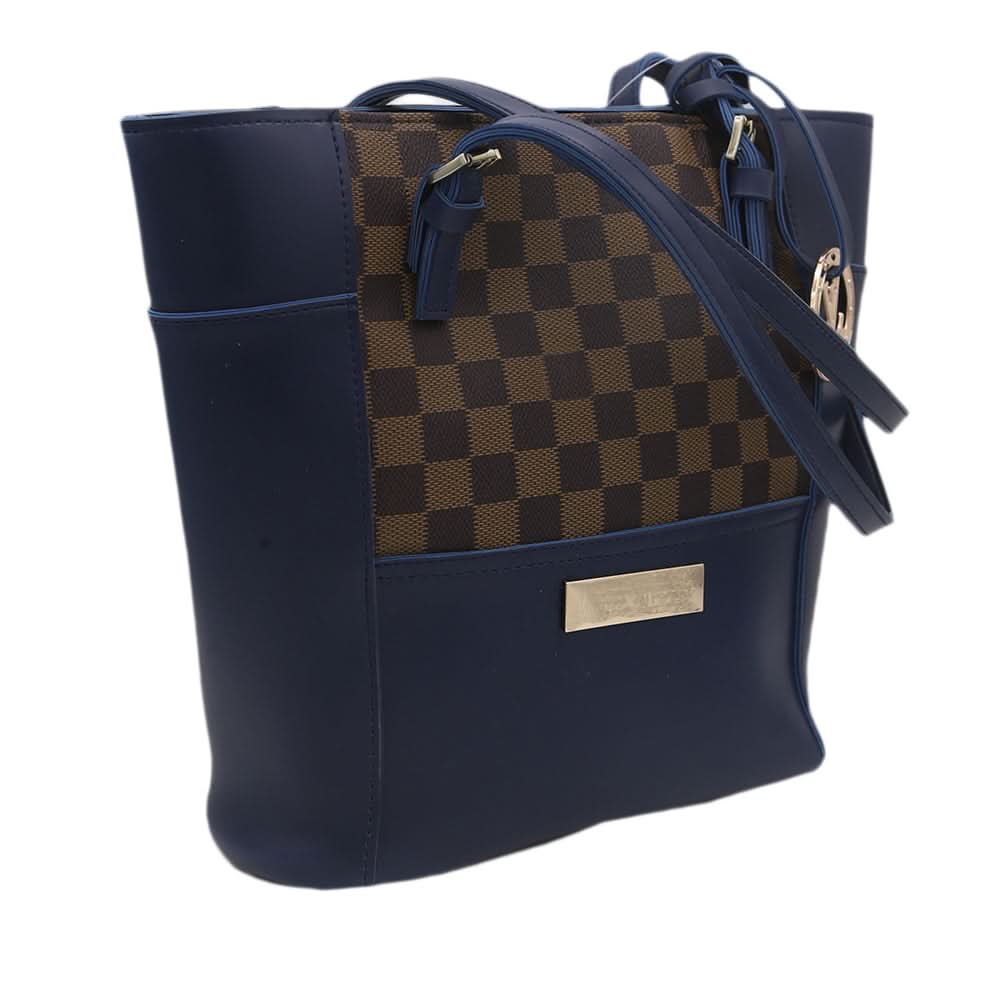 Women's Handbag H-81 -Navy Blue & Brown, Women, Bags, Chase Value, Chase Value
