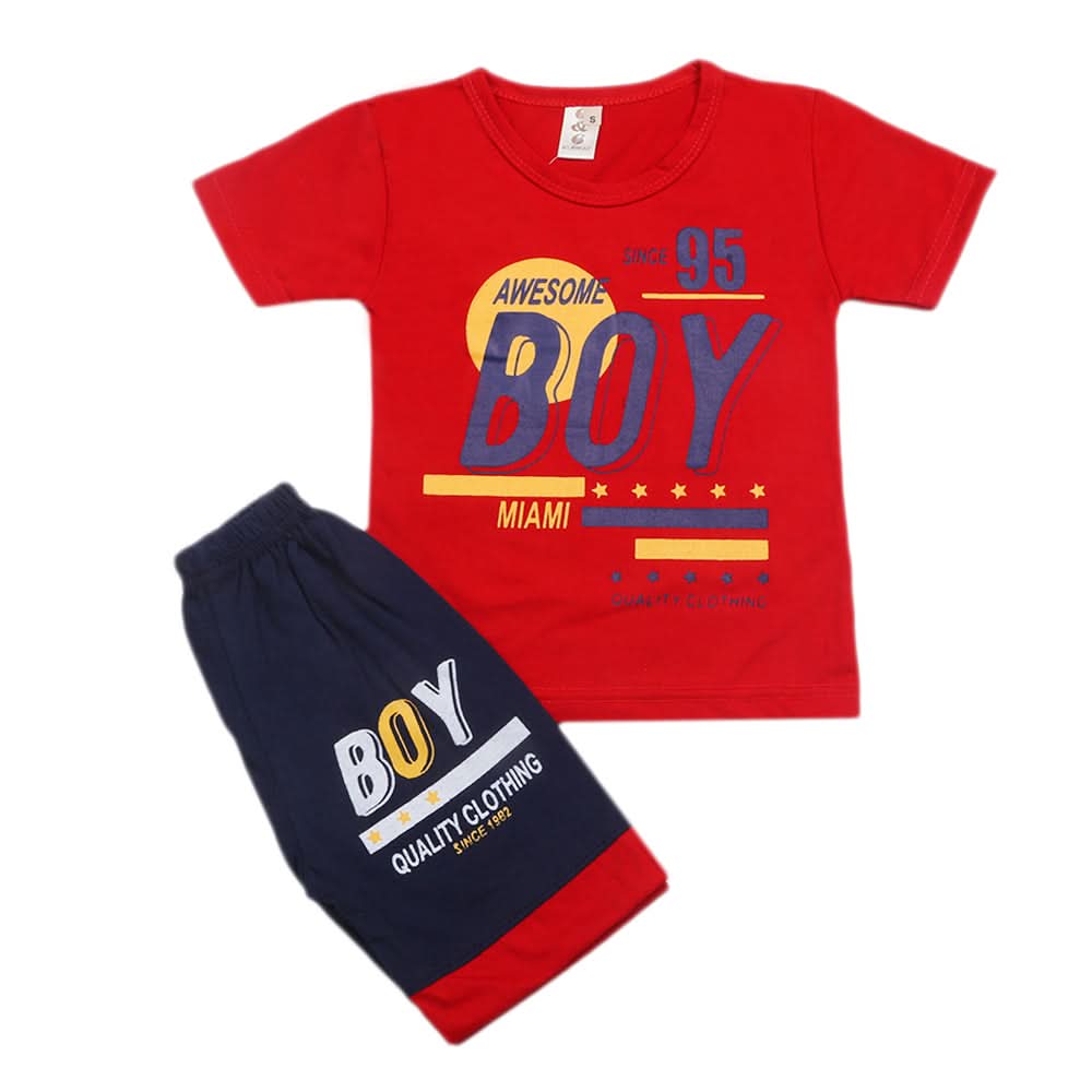 Boys Short Suit - Red, Kids, Boys Sets And Suits, Chase Value, Chase Value