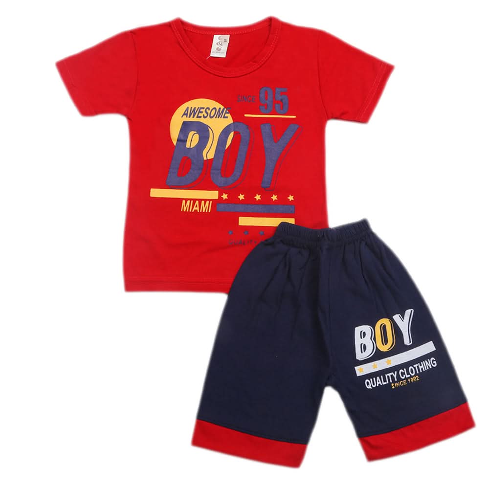 Boys Short Suit - Red, Kids, Boys Sets And Suits, Chase Value, Chase Value