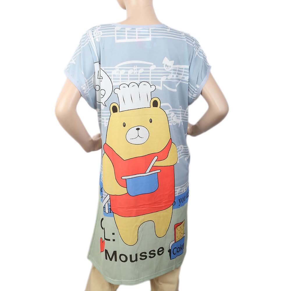 Women's Nightwear Long T-Shirt - Grey, Women, Night Suit, Chase Value, Chase Value