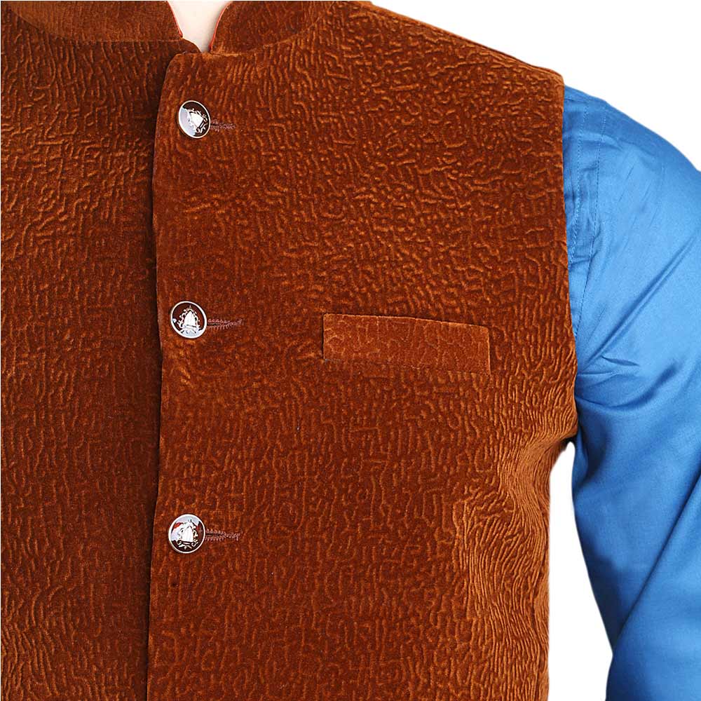 Men's Velvet Waist Coat - Brown, Men, Waist Coats, Chase Value, Chase Value