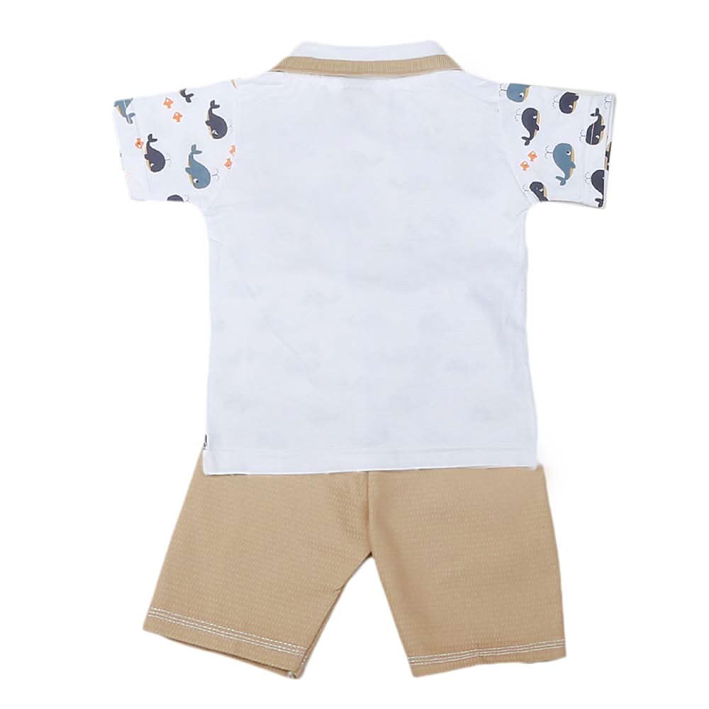 Boys Half Sleeves 2 Pcs Suit - White, Kids, Boys Sets And Suits, Chase Value, Chase Value