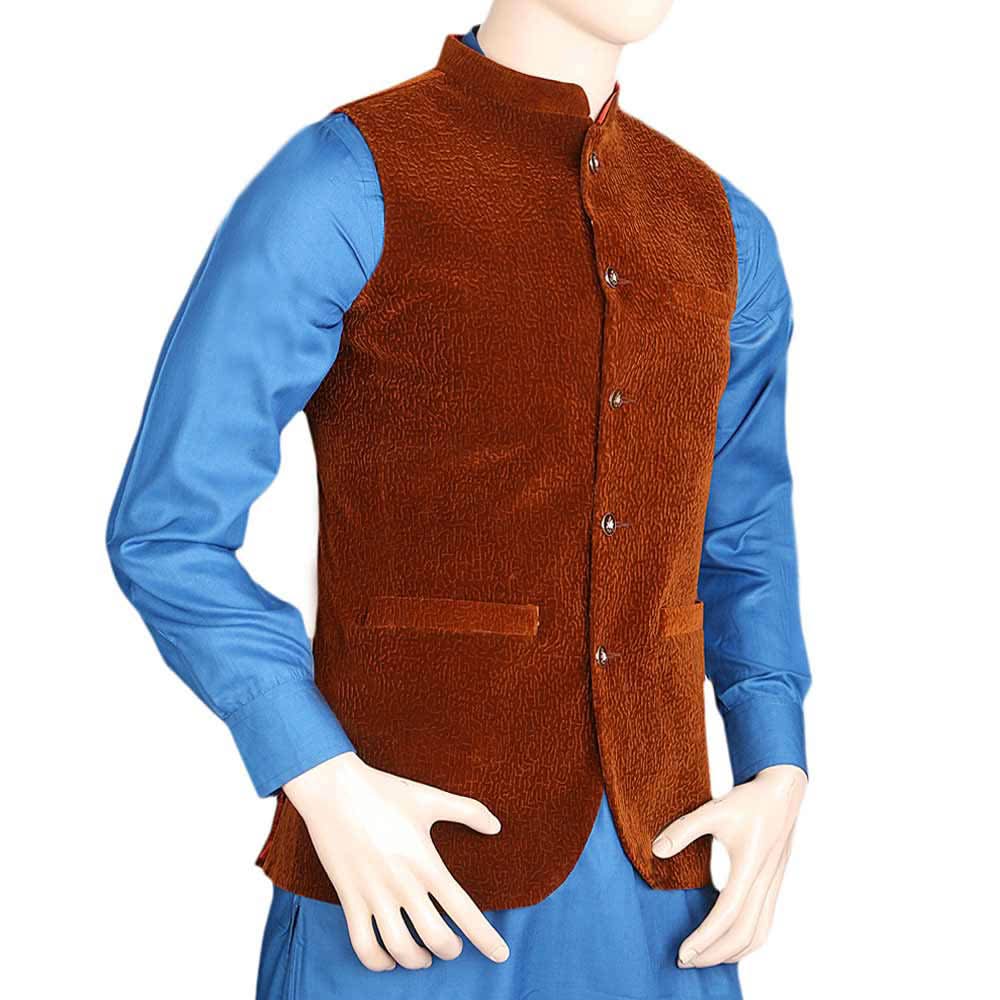 Men's Velvet Waist Coat - Brown, Men, Waist Coats, Chase Value, Chase Value