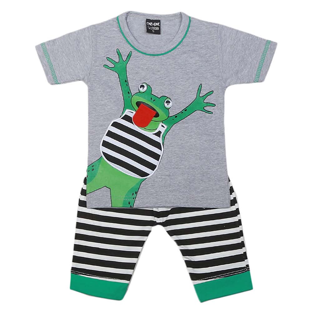 Boys Half Sleeves 2 Pcs Suit - Grey, Kids, Boys Sets And Suits, Chase Value, Chase Value