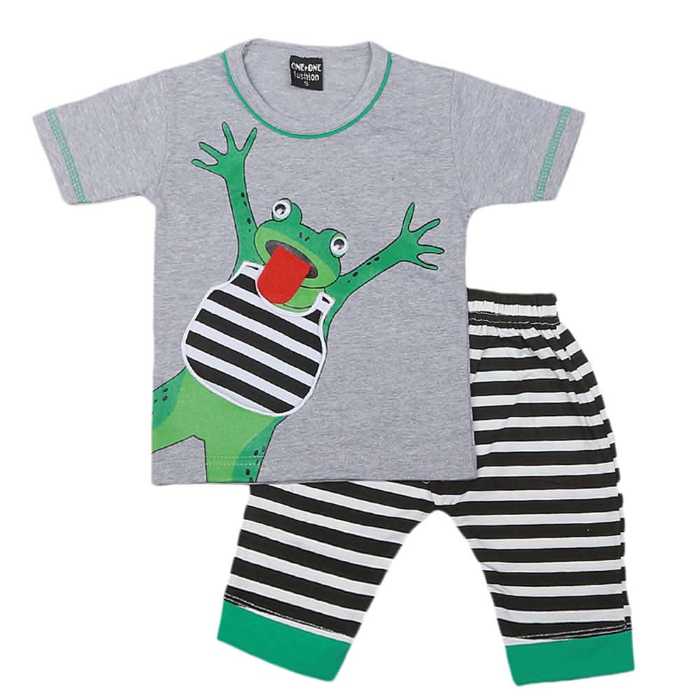 Boys Half Sleeves 2 Pcs Suit - Grey, Kids, Boys Sets And Suits, Chase Value, Chase Value