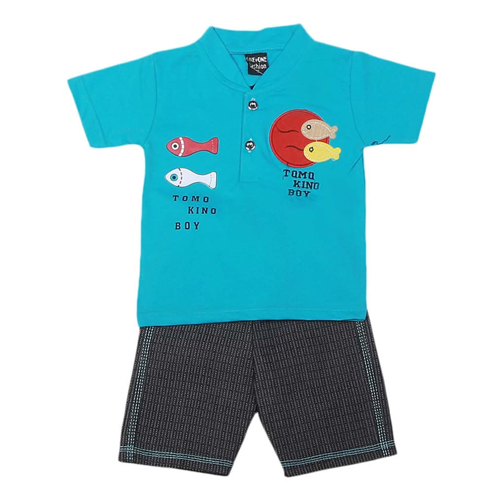 Boys Half Sleeves 2 Pcs Suit - Blue, Kids, Boys Sets And Suits, Chase Value, Chase Value