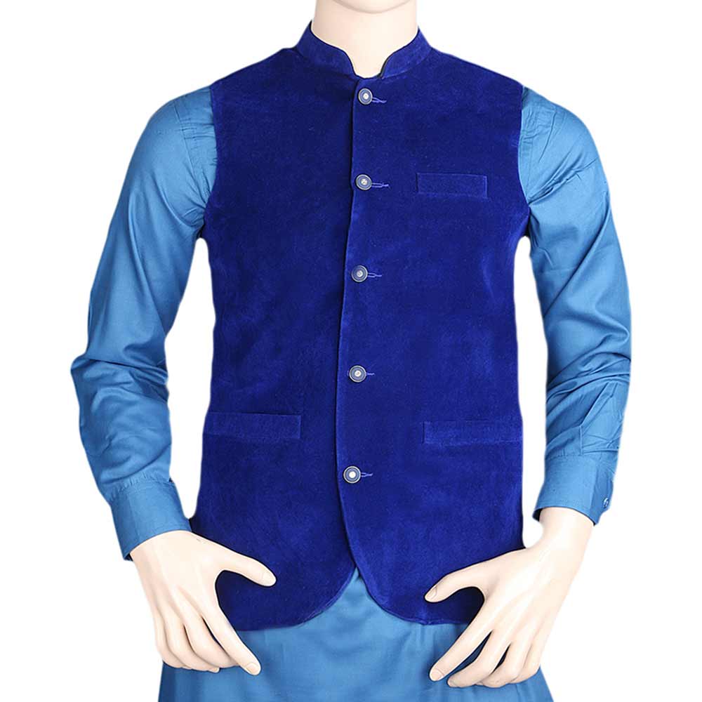 Men's Velvet Waist Coat - Royal Blue, Men, Waist Coats, Chase Value, Chase Value