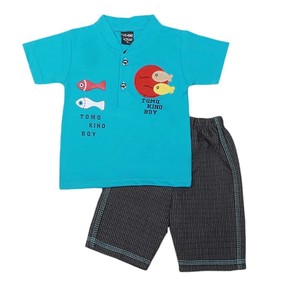 Boys Half Sleeves 2 Pcs Suit - Blue, Kids, Boys Sets And Suits, Chase Value, Chase Value