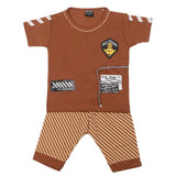 Boys Half Sleeves 2 Pcs Suit - Brown, Kids, Boys Sets And Suits, Chase Value, Chase Value