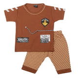 Boys Half Sleeves 2 Pcs Suit - Brown, Kids, Boys Sets And Suits, Chase Value, Chase Value