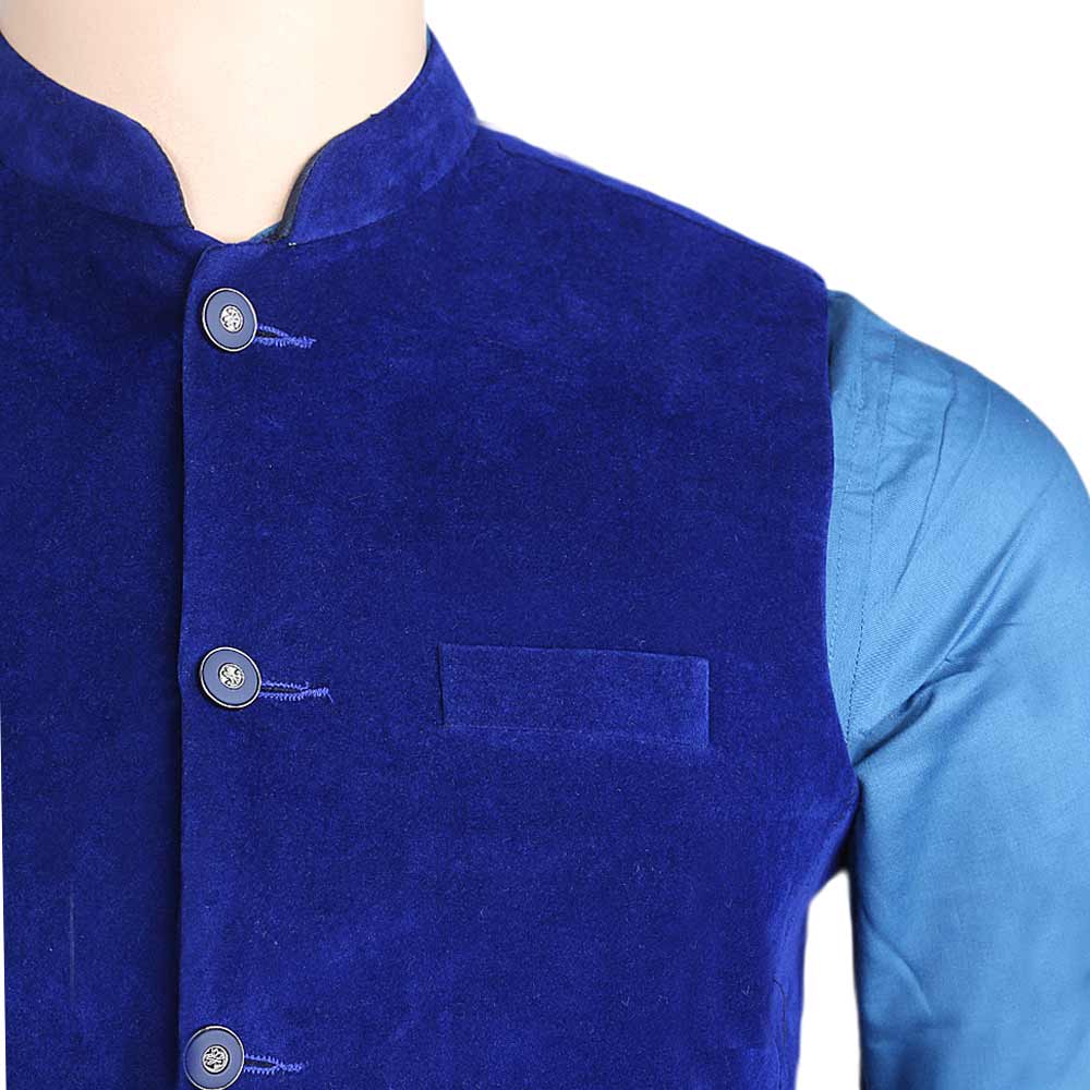 Men's Velvet Waist Coat - Royal Blue, Men, Waist Coats, Chase Value, Chase Value