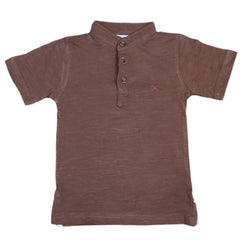 Boys Eminent Sherwani Collar T-Shirt - Dark Brown, Kids, Boys T-Shirts, Chase Value, Chase Value