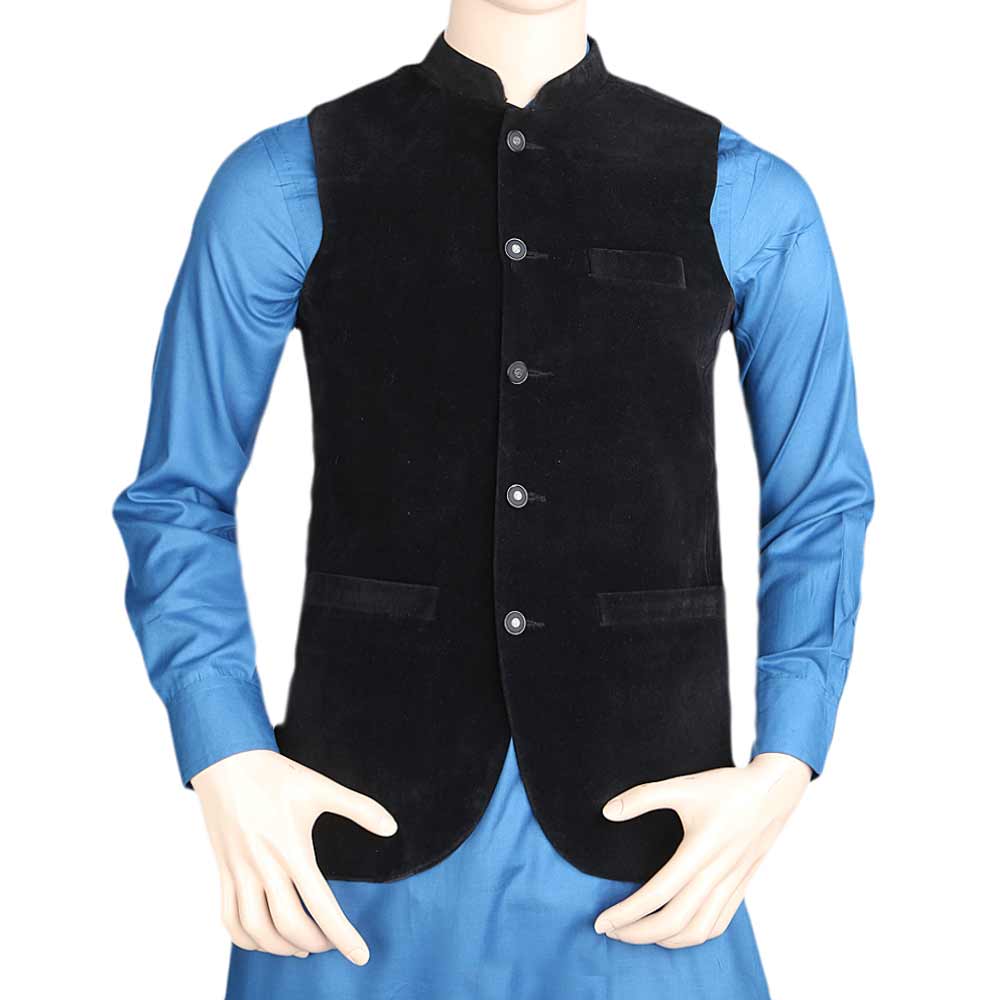 Men's Velvet Waist Coat - Black, Men, Waist Coats, Chase Value, Chase Value