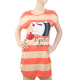 Women's Nightwear Long T-Shirt - Peach, Women, Night Suit, Chase Value, Chase Value