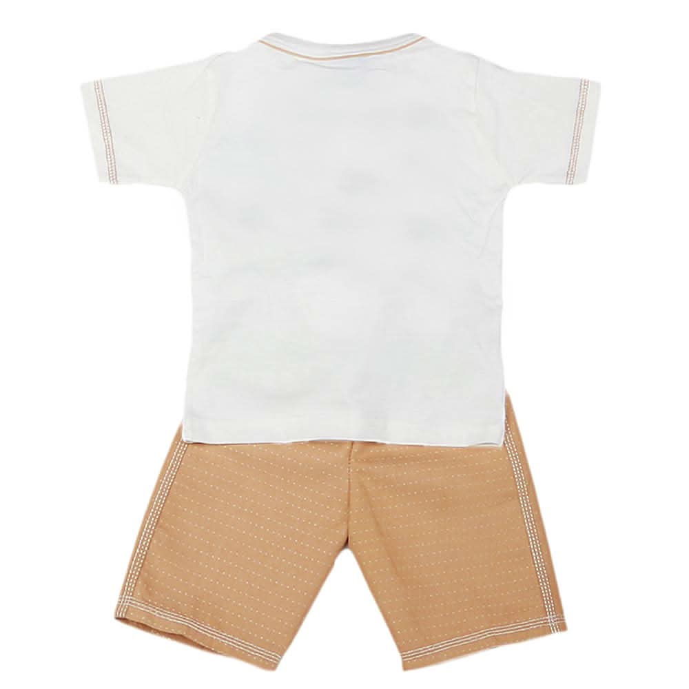 Boys Half Sleeves 2 Pcs Suit - White, Kids, Boys Sets And Suits, Chase Value, Chase Value
