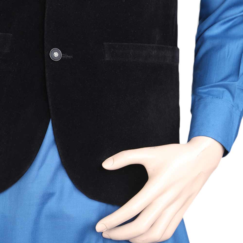 Men's Velvet Waist Coat - Black, Men, Waist Coats, Chase Value, Chase Value