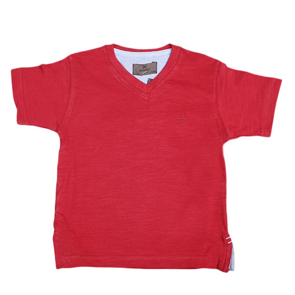 Boys Eminent V-Neck T-Shirt - Red, Kids, Boys T-Shirts, Chase Value, Chase Value