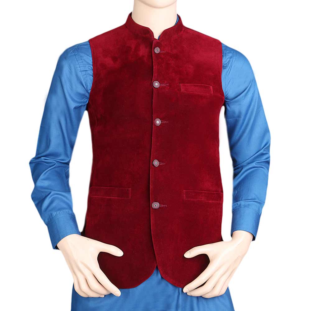Men's Velvet Waist Coat - Maroon, Men, Waist Coats, Chase Value, Chase Value