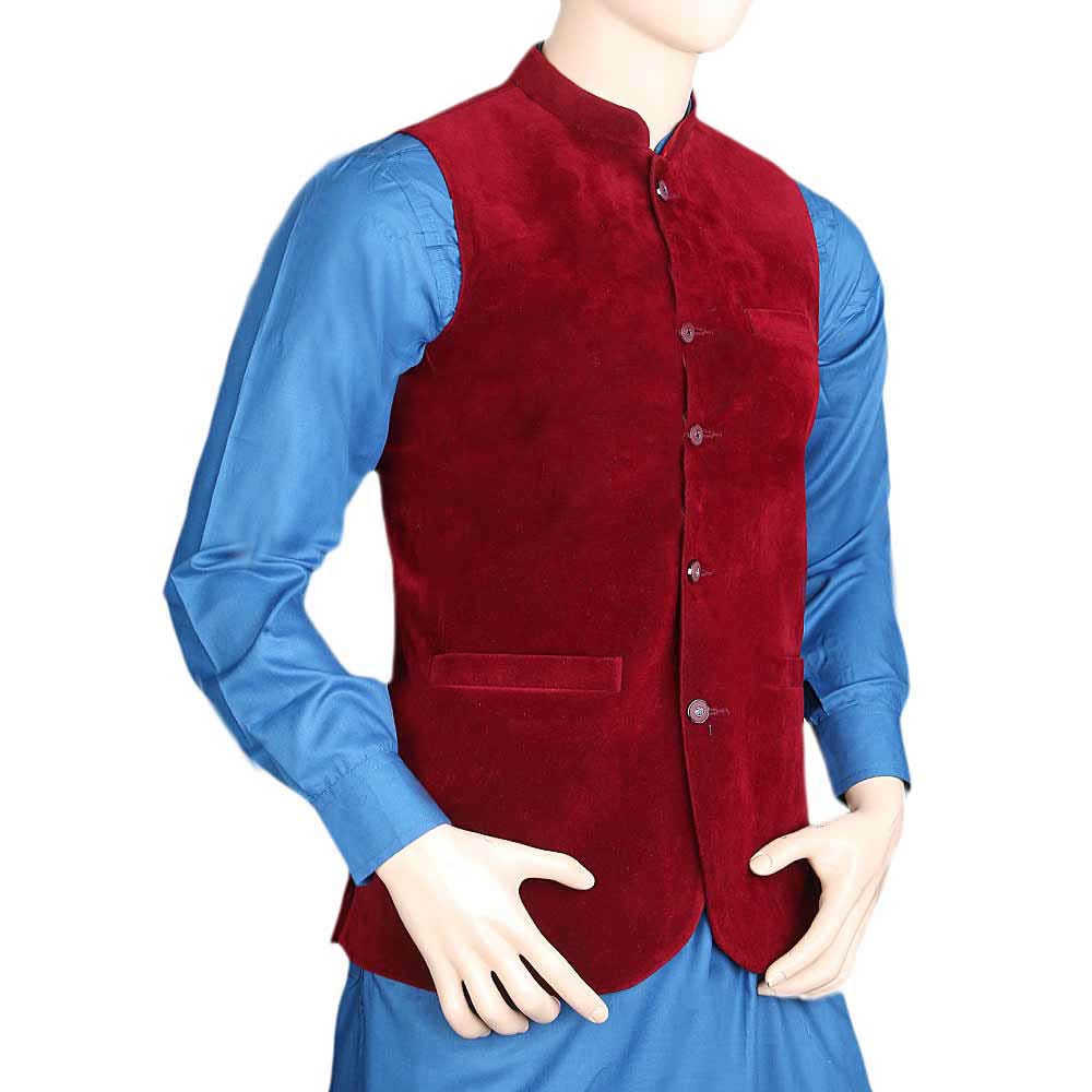 Men's Velvet Waist Coat - Maroon, Men, Waist Coats, Chase Value, Chase Value