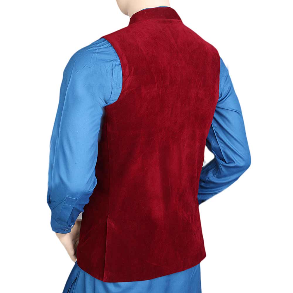 Men's Velvet Waist Coat - Maroon, Men, Waist Coats, Chase Value, Chase Value