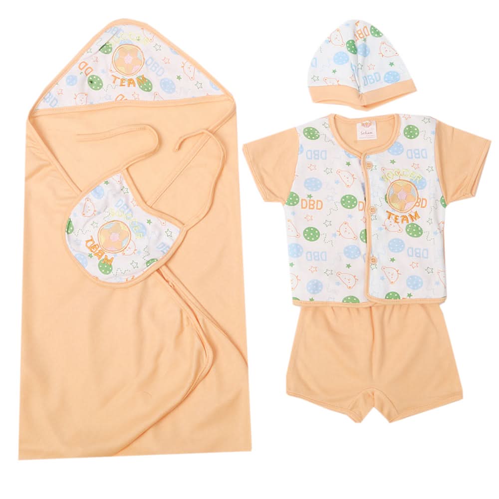 Newborn Suit 5pcs gift Sets - Peach, Kids, Newborn Boys Sets And Suits, Chase Value, Chase Value